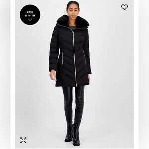 Michael Kors Black Puffer Jacket with Gold Accents